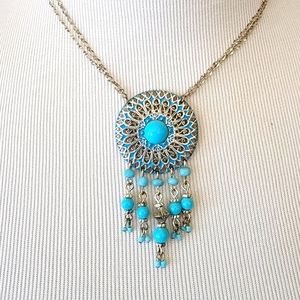 Set of Aztec Inspired Turquoise Necklace & Earring